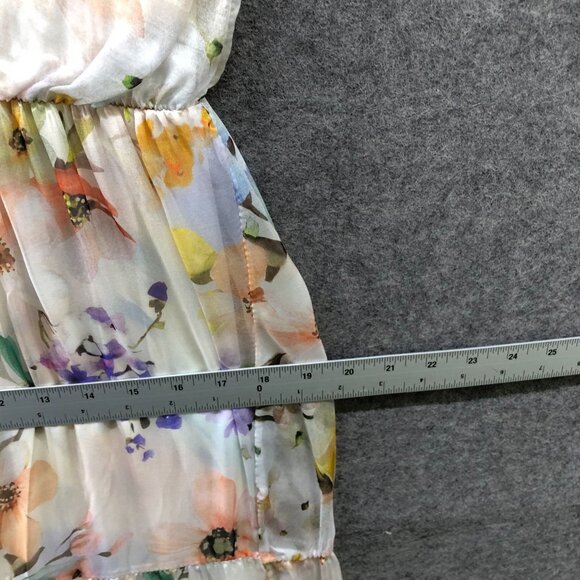 NWT Larag Silk Blend Floral Maxi Dress Size M Sleeveless A-Line Ivory Pink Italy - Picture 10 of 12